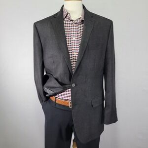 Chaps Men's Sport Coat Blazer Two Button Charcoal Gray Poly Rayon Blend Size 42L